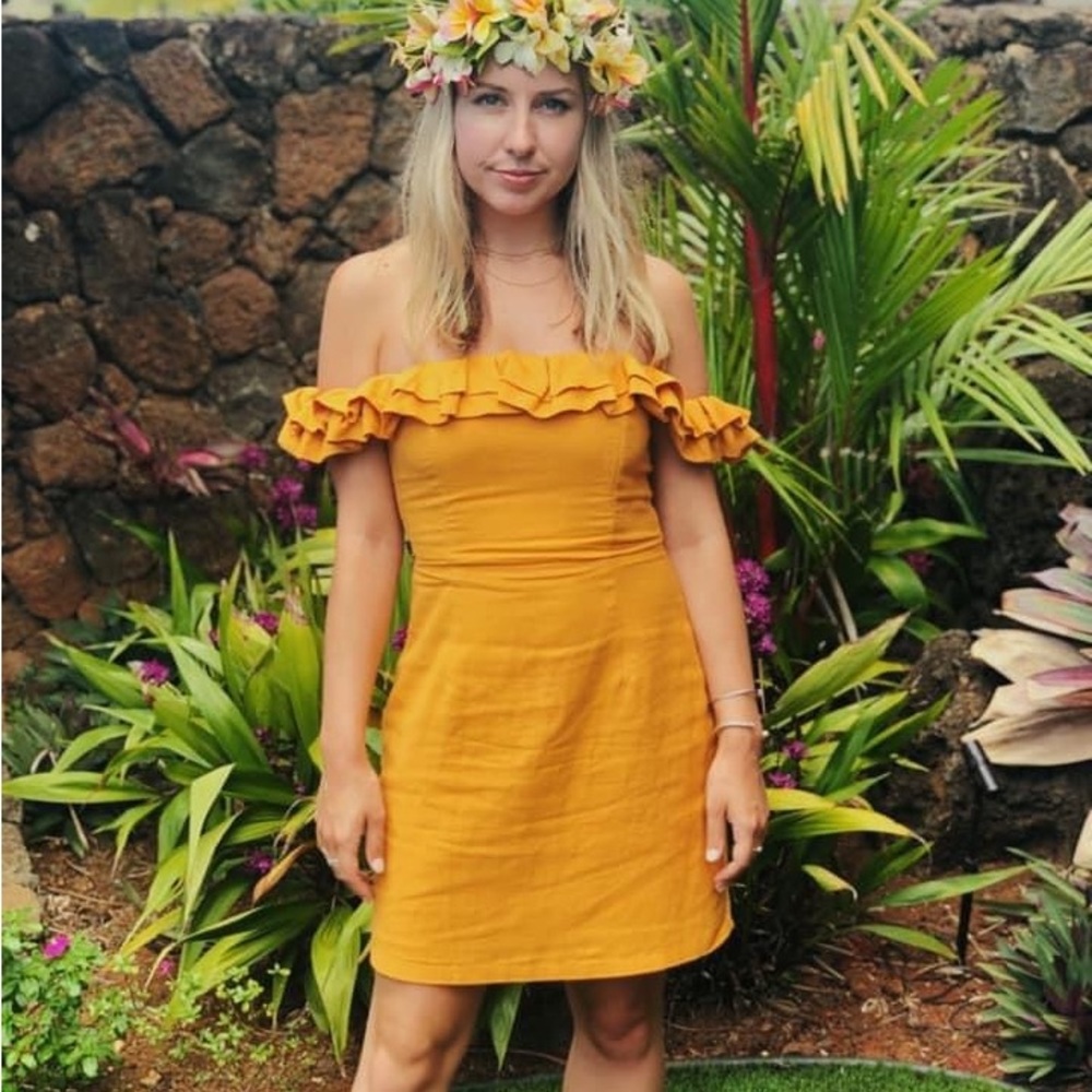 Revolve yellow off the shoulder dress